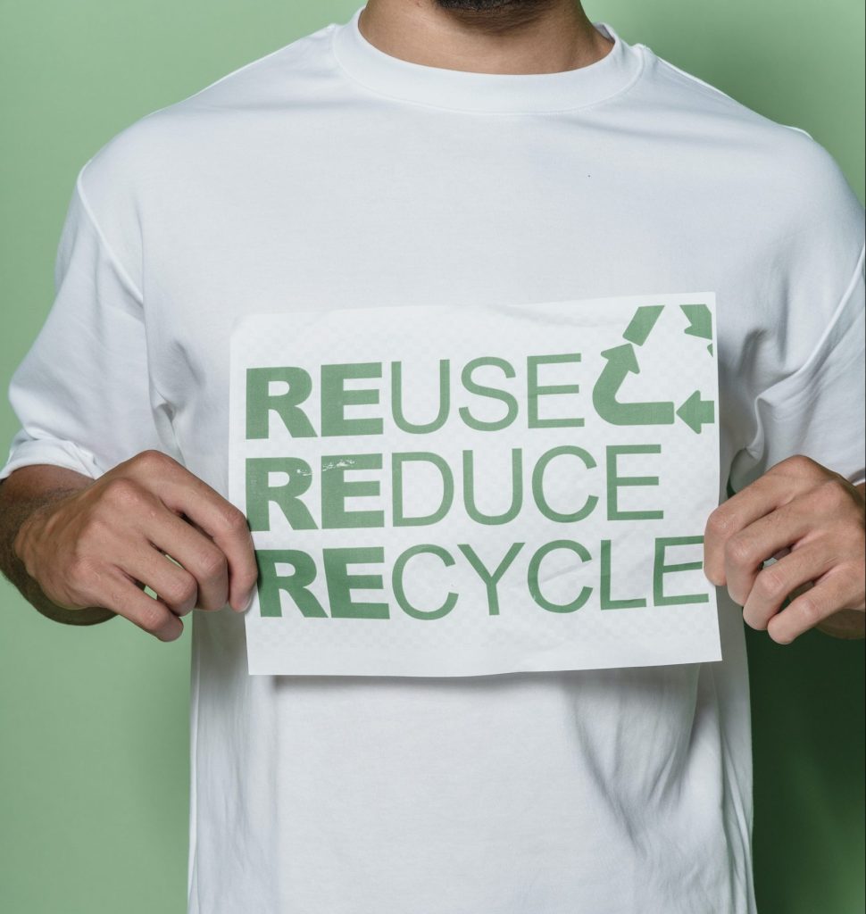 reuse reduce recycle minimize the amount of garment we use by better and fairer production